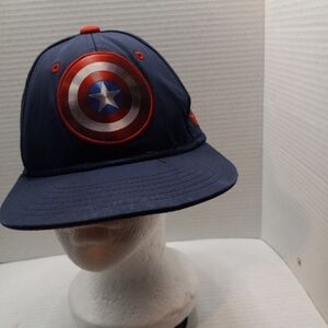 Marvel Under Armour Captain America Avengers Blue SM 8 in x 6 1/2 Adjustable Cap